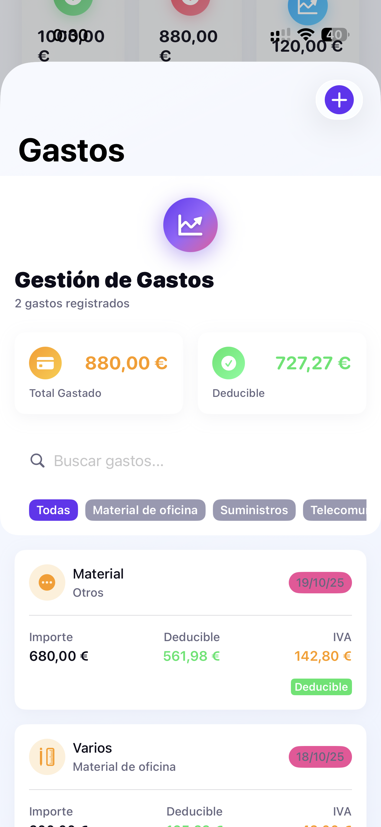 Gestión de gastos deducibles en FiscalIA