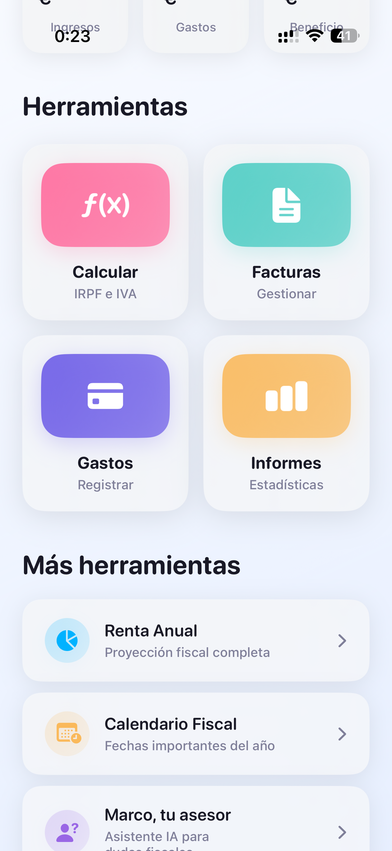Calculadora fiscal de FiscalIA para IRPF e IVA